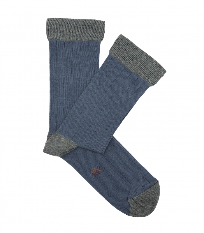 Calcetines Canalé Azul Y Gris
