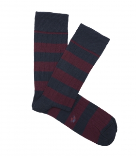 Calcetines Canalé Rayas Azul y Burdeos Hook