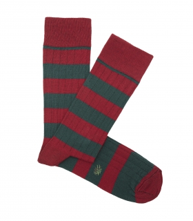Red and Green Striped Ribbed Socks Hook