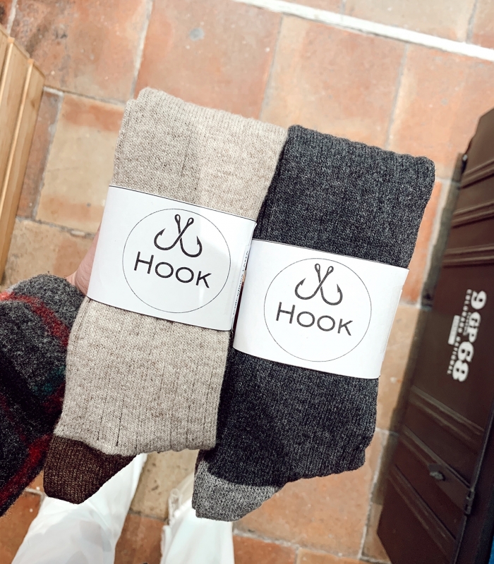 Beige and Brown Wool Socks