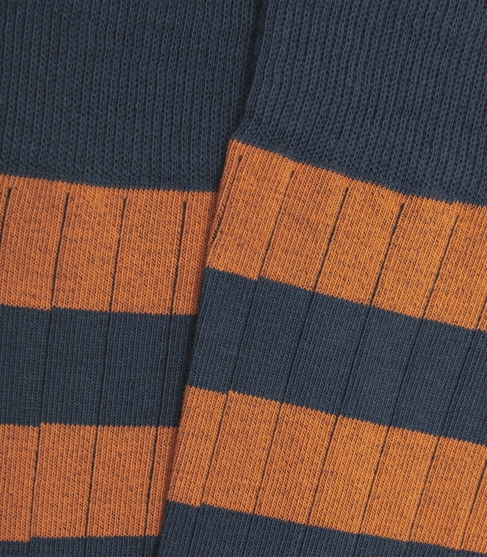 Blue And Orange Striped Ribbed Socks