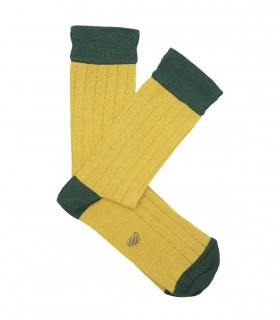 Yellow And Green Ribbed Socks