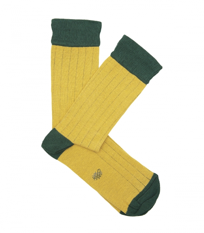 Yellow And Green Ribbed Socks