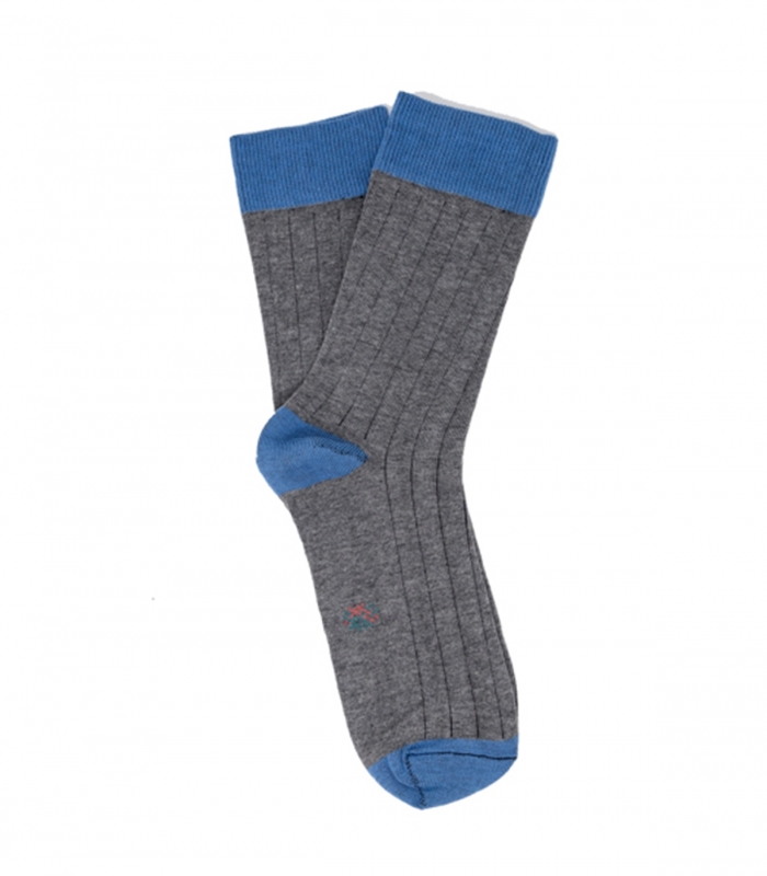 Grey and Light Blue Ribbed Socks