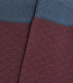 Burgundy And Blue Small Rhombus Socks