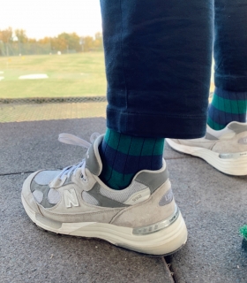 Blue and Green Striped Ribbed Socks