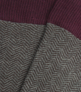 Calcetines Altos Espiga Gris y Burdeos