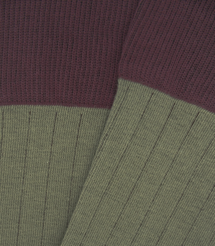 Green and Burgundy Ribbed Knee High Socks