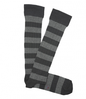 Gray Striped Ribbed Knee High Socks