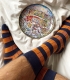 Blue And Orange Striped Ribbed Socks