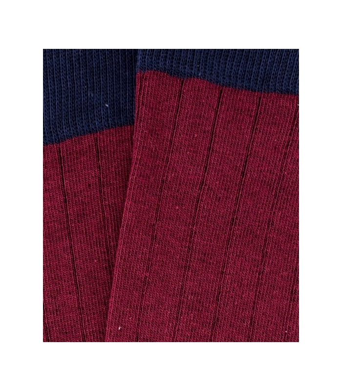 Burgundy And Blue Ribbed Socks