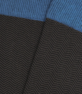 Brown And Blue Herringbone Socks