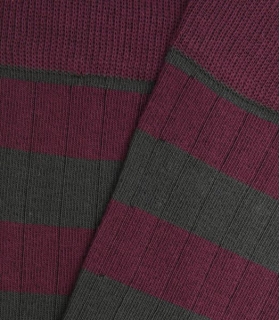 Green And Burgundy Striped Ribbed Socks