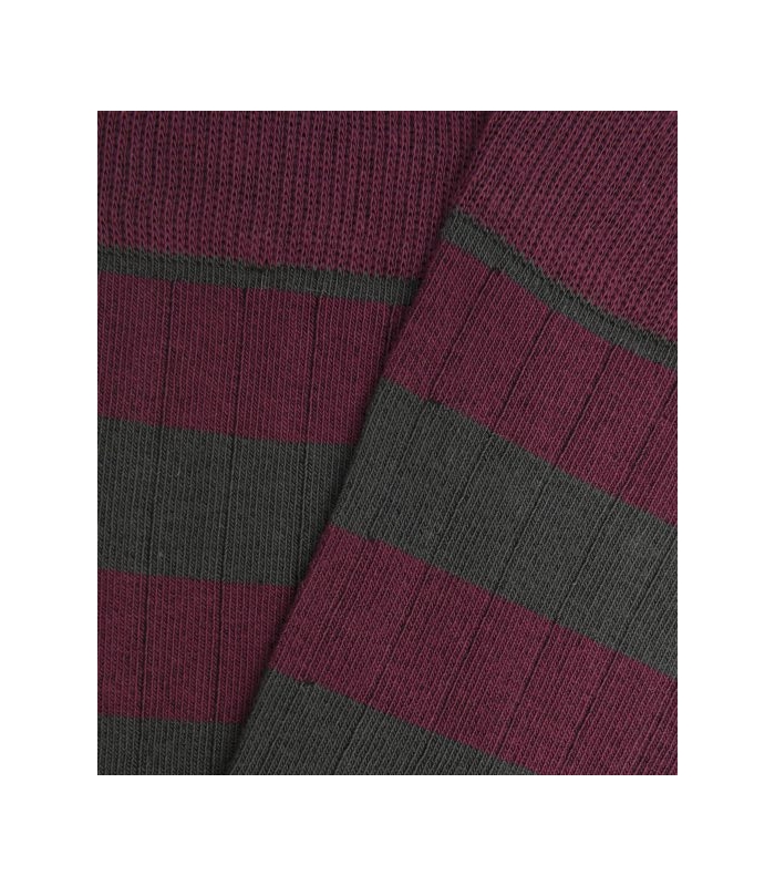 Green And Burgundy Striped Ribbed Socks