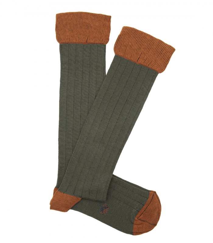 Green And Orange Ribbed Knee High Socks