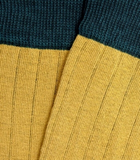Yellow And Green Ribbed Knee High Socks