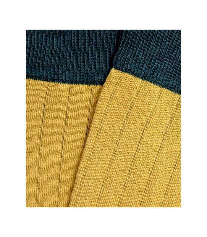 Yellow And Green Ribbed Knee High Socks