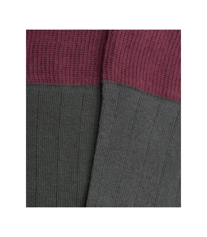 Gray And Burgundy Ribbed Knee High Socks