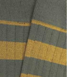 Yellow And Green Striped Ribbed Knee High Socks