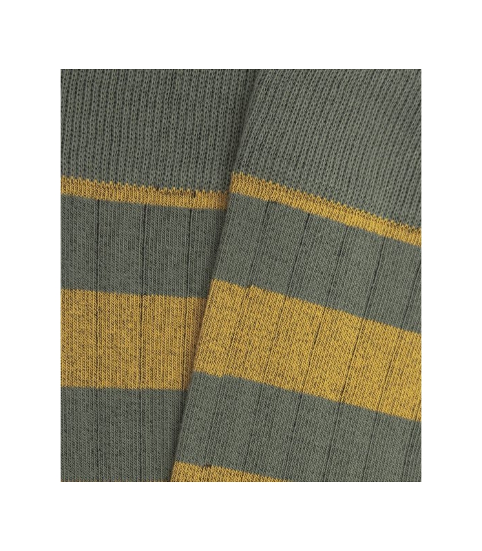 Yellow And Green Striped Ribbed Knee High Socks