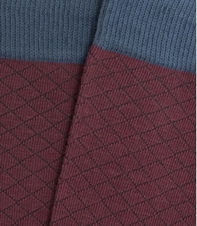 Calcetines Altos Rombos Pequeños Burdeos Y Azul
