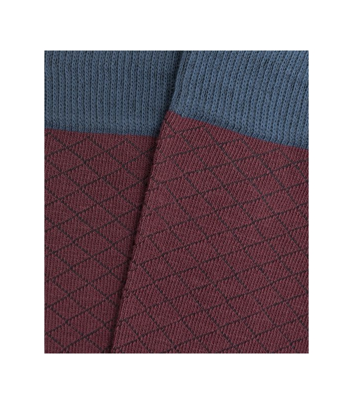 Burgundy And Blue Small Rhombus Knee High Socks