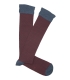 Burgundy And Blue Small Rhombus Knee High Socks