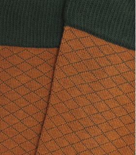 Orange And Green Small Rhombus Knee High Socks