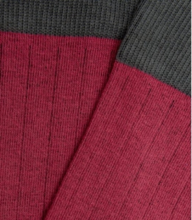 Red And Gray Ribbed Knee High Socks