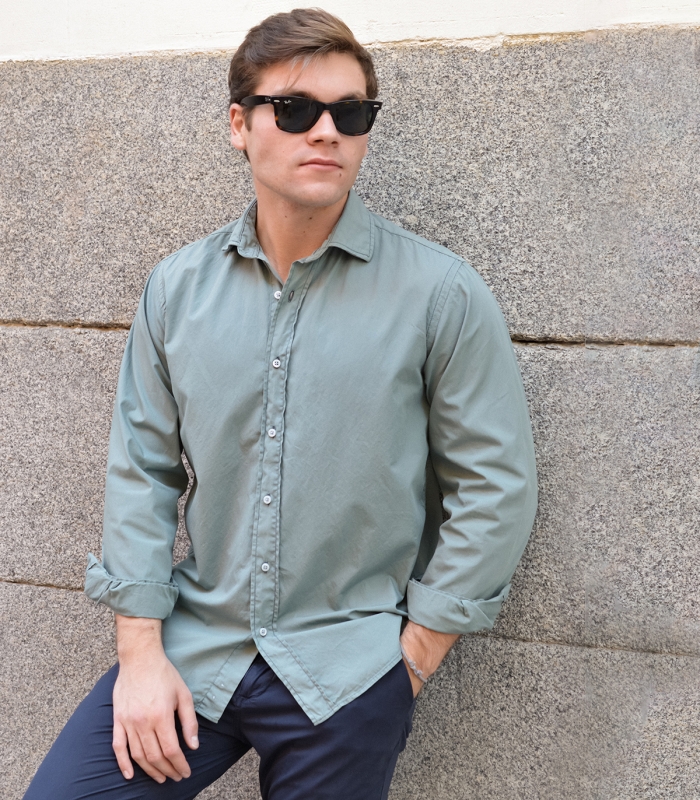 Camisa Popelín Caqui Lavado