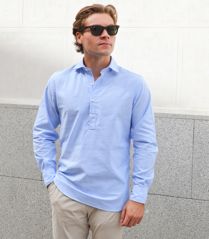 camisa polera oxford azul hombre hook