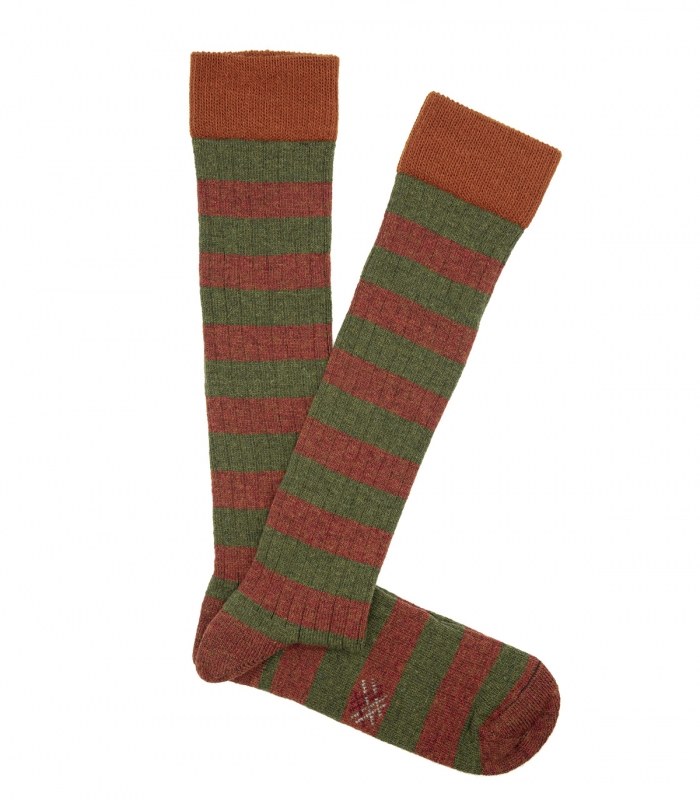 Calcetines Lana Rayas Teja y Verde