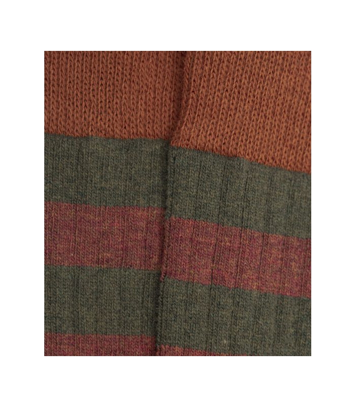 Tile and Green Striped Wool Socks