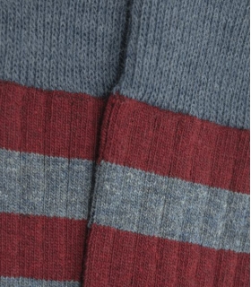 Burgundy and Blue Striped Wool Socks