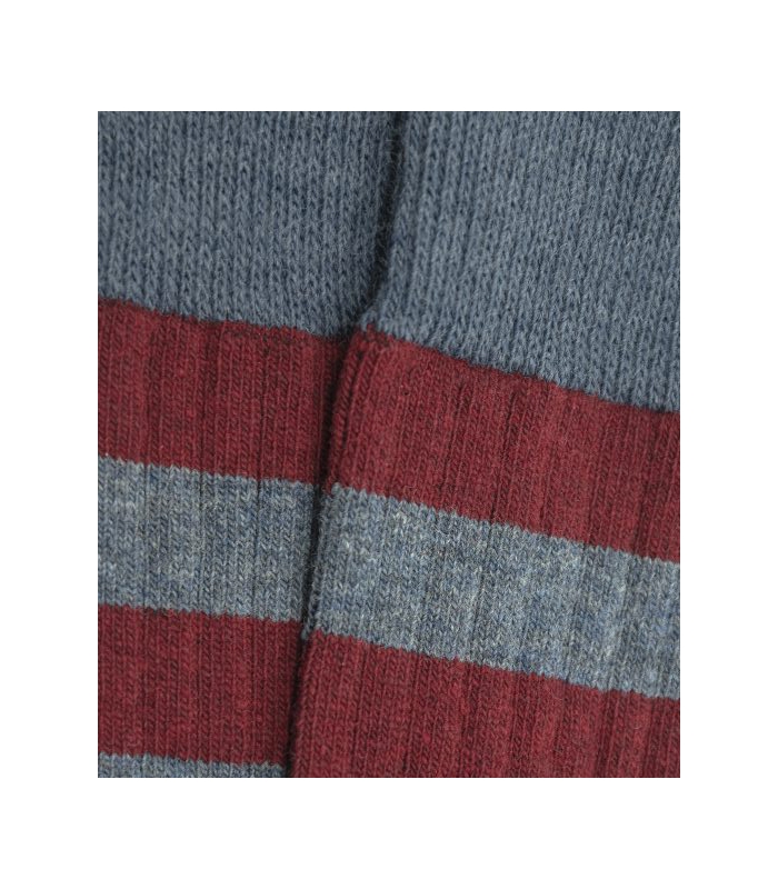 Burgundy and Blue Striped Wool Socks