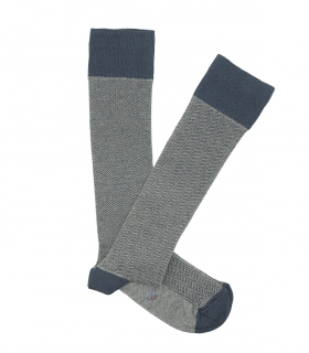 Calcetines Altos Espiga Gris y Azul
