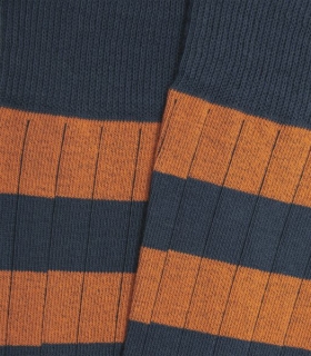 Calcetines Altos Canalé Rayas Azul y Naranja
