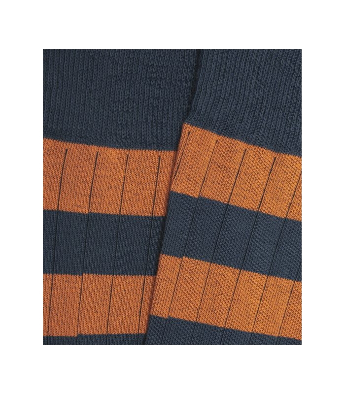 Blue and Orange Striped Ribbed Knee High Socks
