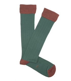 Calcetines Altos Canalé Verde y Teja