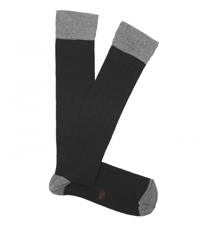 Calcetines Altos Canalé Negro y Gris