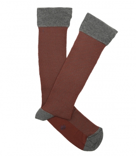 Red and Gray Birdseye Knee High Socks