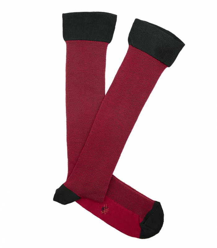 Red and Green Birdseye Knee High Socks