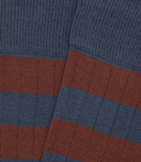 Blue and Caldera Striped Ribbed Knee High Socks