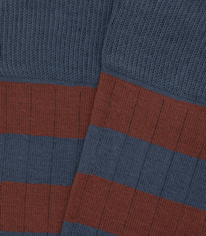 Blue and Caldera Striped Ribbed Knee High Socks