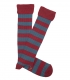 Light Blue and Red Striped Ribbed Knee High Socks