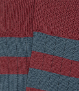 Light Blue and Red Striped Ribbed Knee High Socks