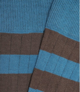 Calcetines Canalé Rayas Azul Claro y Marrón