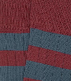 Calcetines Canalé Rayas Rojo y Azul Claro