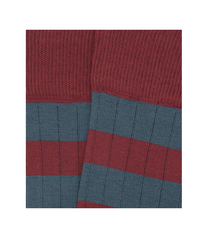 Calcetines Canalé Rayas Rojo y Azul Claro