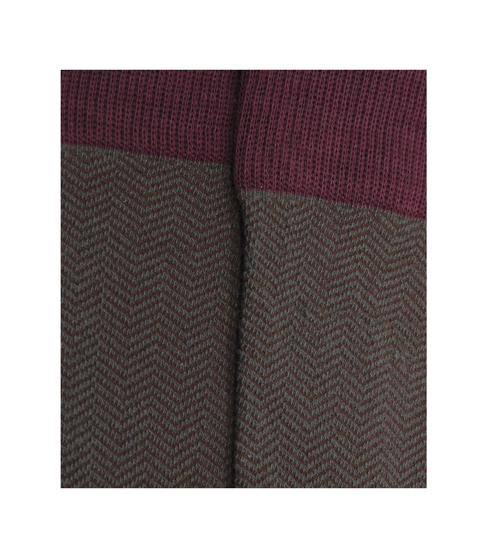 Burgundy and Gray Herringbone Socks